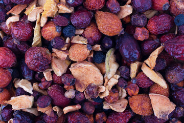Natural background or texture made from different kinds of nuts