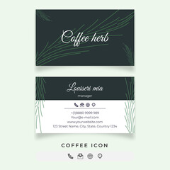 Minimalist abstract coffee herbal with organic design business card template AI & EPS 10