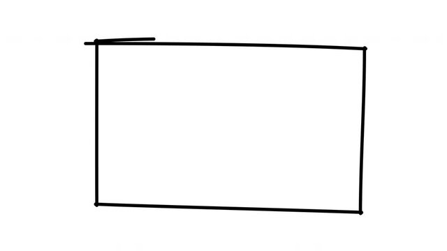 Set of 4 animated doodle frames, hand drawn frames on a white background