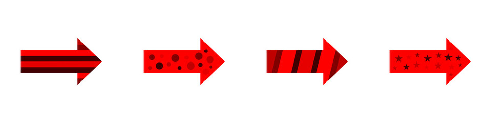 Conjunto de flechas rojas de dibujos animados. Ilustraci&oacute;n vectorial