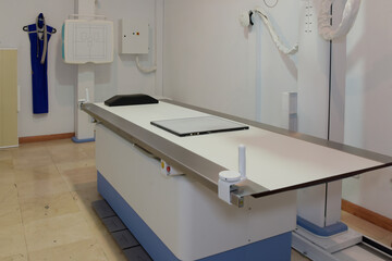 hospital radiology room. radiology equipment, mammography, densitometer, magnetic resonance and computerized axial tomography.