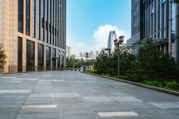 Fototapeta na wymiar City square and modern high-rise buildings, Jinan CBD, China.