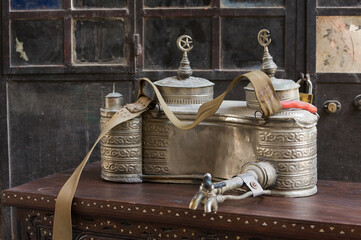 Silver urn for carrying and selling tea in the streets of Damascus, Syria