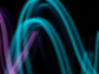 defocused colorful blue purple neon lighting len flare background in low shutter speed condition can use for overlay, texture and background in graphic design. technology concept.