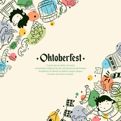 Obraz premium Hand drawn Oktoberfest background