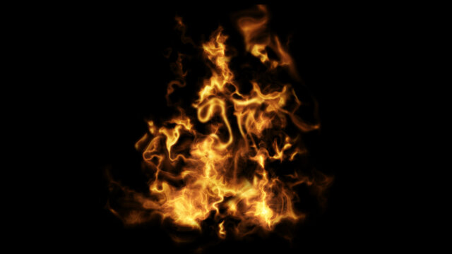 Fire flame burning glowing on black background 3D Render