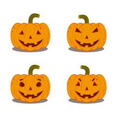 Set of orange pumpkin on white background for your design for the holiday Halloween. Vector illustration.