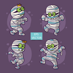 Halloween Mummy Cartoon Vector Illustration