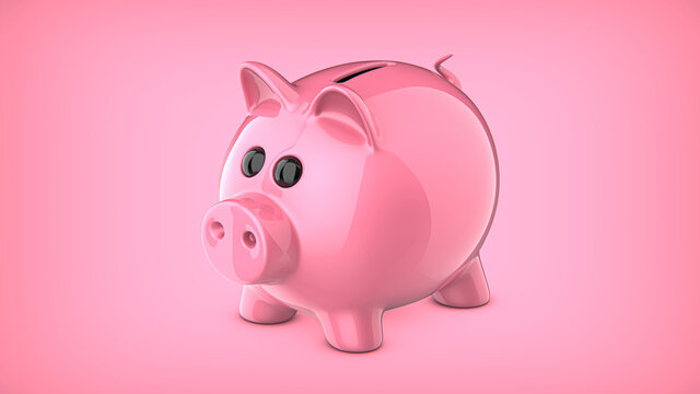 3D rendering illustration of a Pink Piggy Bank on a pink background.