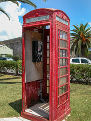 Outdoor Telephone Booth with a payphone