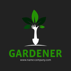 logo artisan paysagiste jardinier pelle main arbre