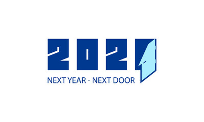 2021 changes 2020 New Year conceptual illustration with open door idea. Calendar background with slogan Next year is the next door.