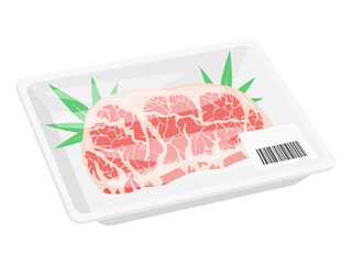 パックに入った高級霜降り肉のイラスト