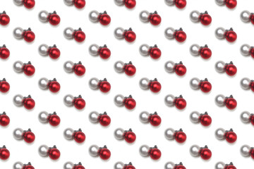seamless pattern with red and silver christmas balls 