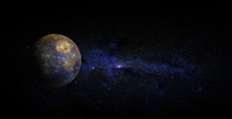 Mercury on space background. Elements of this image furnished by NASA.
