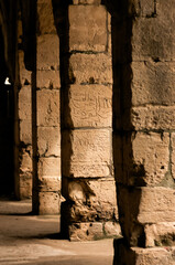 Crac de chevalier Syria 2009 interior columns one of the Crusader castles - obrazy, fototapety, plakaty