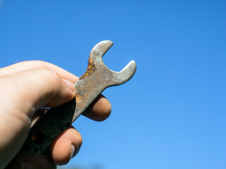 Old vintage rusty spanner 19