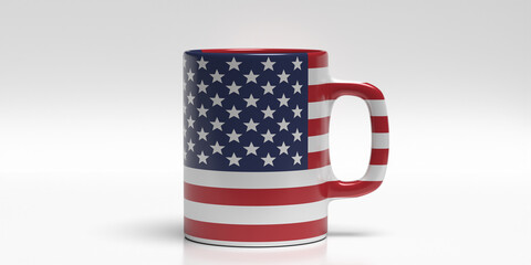 USA flag coffee cup isolated on white background. 3d illustration