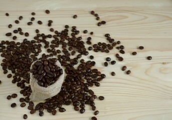 coffee beans on wood