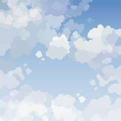 daytime blue sky background with cartoon clouds