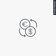 Currency exchange, linear style sign for mobile concept and web design
