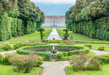 CASERTA, ITALY - MAY 30, 2019: The Royal Palace of Caserta (Italian: Reggia di Caserta) is a former royal residence in Caserta, southern Italy, and was designated a UNESCO World Heritage Site. - obrazy, fototapety, plakaty