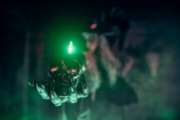 skull in form of candlestick