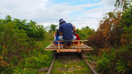 Cambodia Battambang－July 28, 2016: Natural scenery in Battambang Cambodia. Photo taken on bamboo train, Phnom Sampoy mountain, in the killing cave, monastery, Stupain and bat cave.