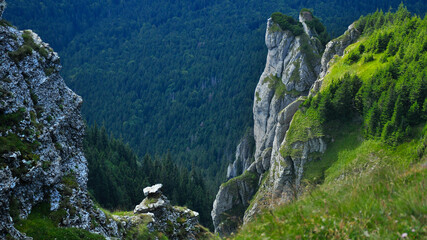 Fototapeta na wymiar View from Toaca Peak, Ceahlau Massif, Carpathians, Romania,.