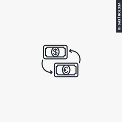 Currency exchange, linear style sign for mobile concept and web design