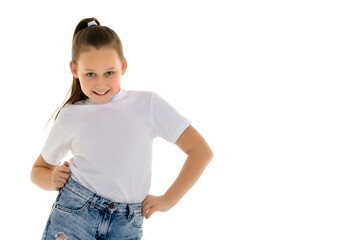 Cute little girl is smiling. concept of children's emotions.