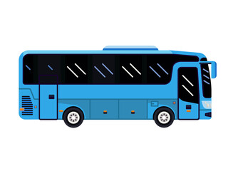 isolated vector illustration blue bus - obrazy, fototapety, plakaty