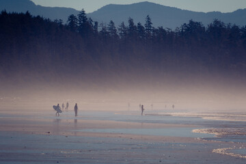 Naklejka premium Surfer at the Ucluelet Beach