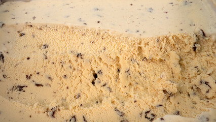 Surface ice cream Chocolate Chip, Top view Food concept, Blank for design.