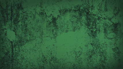 old green weathered cement wall background with dark corners. rustic grunge and dirty wall for...