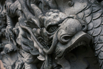 Chinese dragon on stone wall