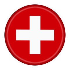 Switzerland flag button 3d illustration with clipping path