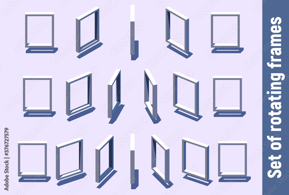 Poster isometric rectangular frame rotating