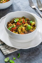 Lentil and aubergine ragu