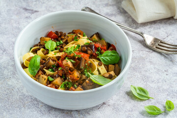 Lentil and aubergine ragu