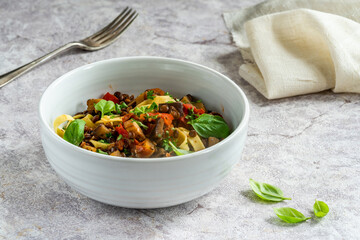 Lentil and aubergine ragu