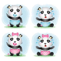 cute baby panda collection in the children's style
