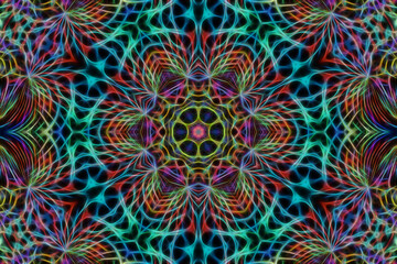 Abstract multicolored fractal neon background
