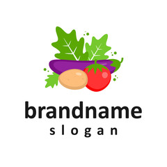 Fresh vegetarian logo design vector