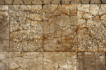 the texture of the old stone road in the city