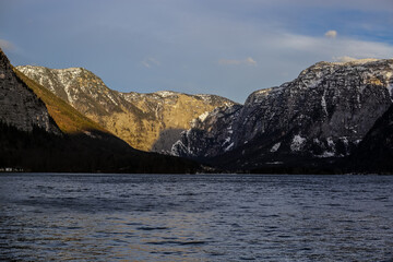 View of Hallstatt Lake and Surrounding Mountains, Upper Austria