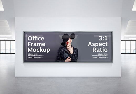 Frame Hanging on Office Wall Mockup