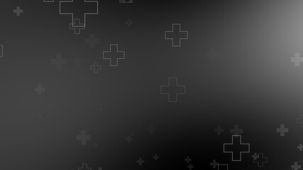 Fototapeta premium Medical health cross neon light shapes pattern on black background. Abstract healthcare with coronavirus infected deaths case concept.