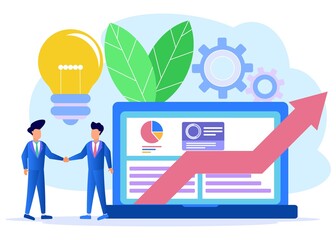 Illustration vector graphic cartoon character of business partnership