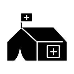 medical tent icon, silhouette style